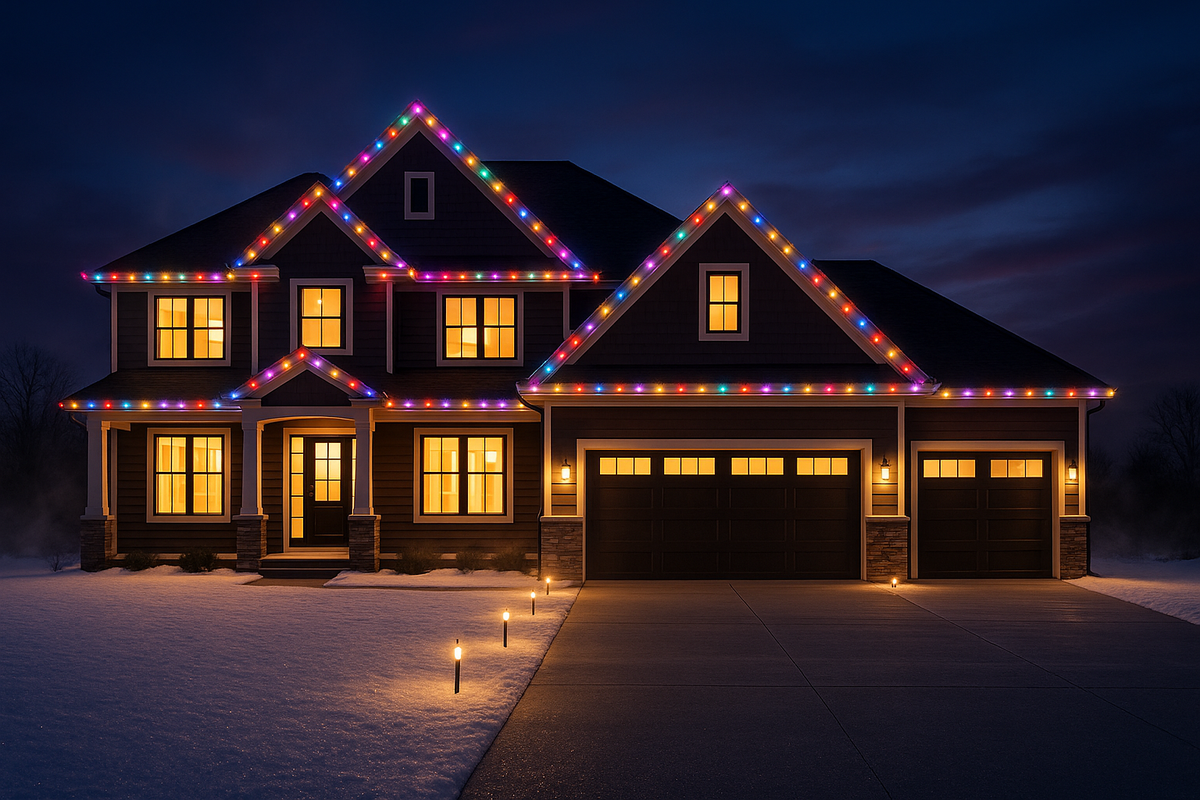 Vibrant multicolour roofline lighting